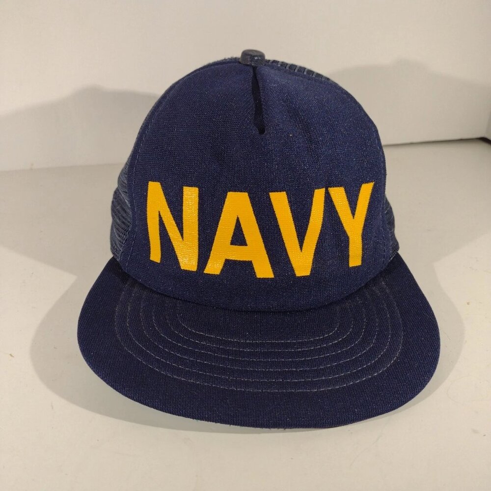 Vintage U.S. Navy Blue with Mesh Snapback Hat Cap. In pretty good condition for